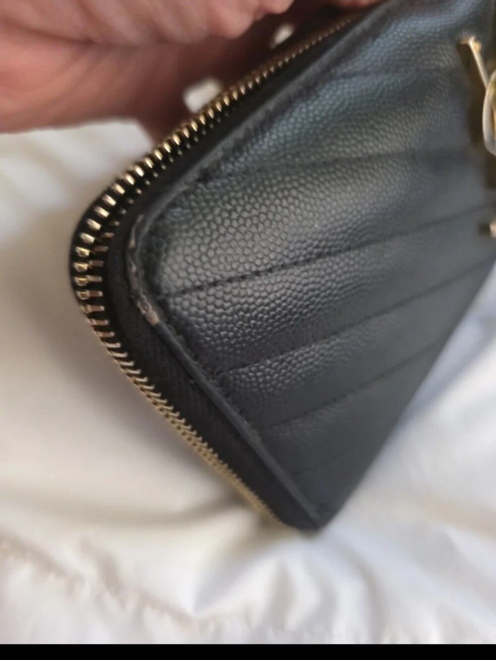 Yves Saint Laurent Black Quilted Zip-Around Wallet with Gold Logo Hardware - Picture 10 of 10